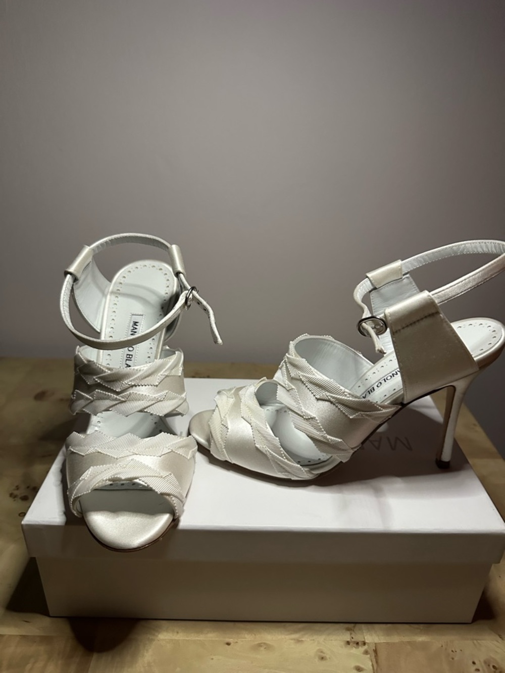 Manolo Blahnik Janada Satin Sandals
